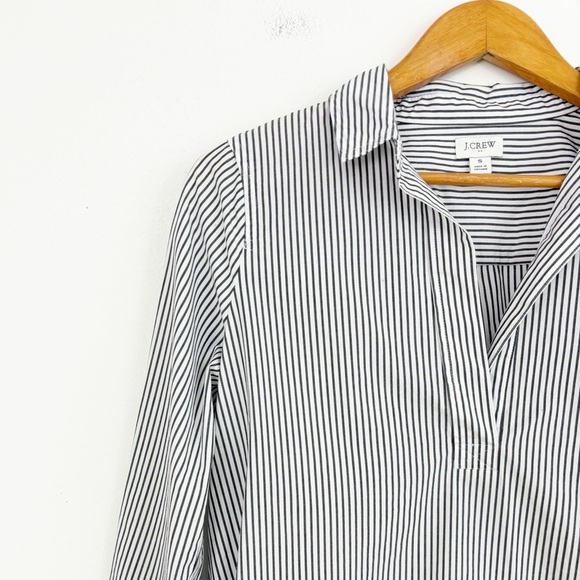 J. Crew 100% Cotton High Low Popover Stripes Tunic Top Size Small - Picture 3 of 16